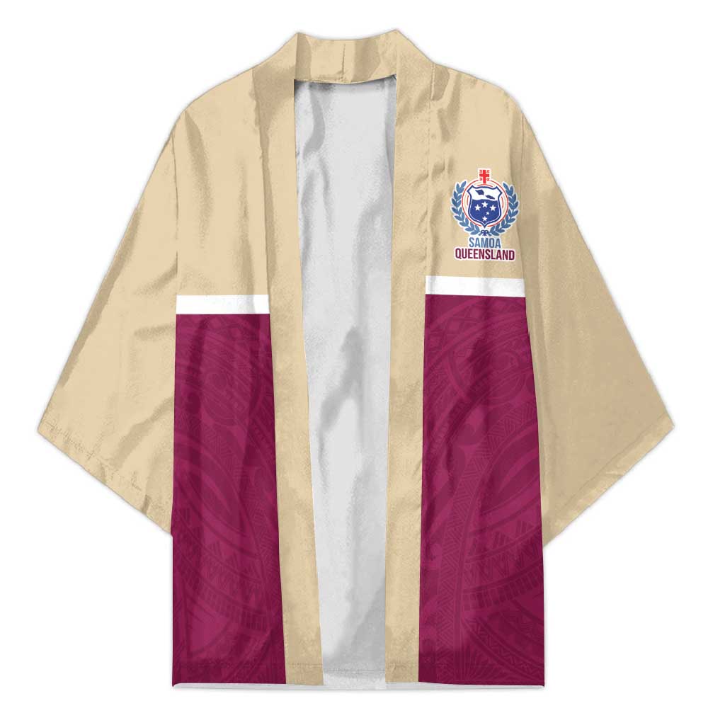 Queensland Samoa Custom Kimono Maroon Pacific Polynesian Tribal Pattern - Polynesian Pride