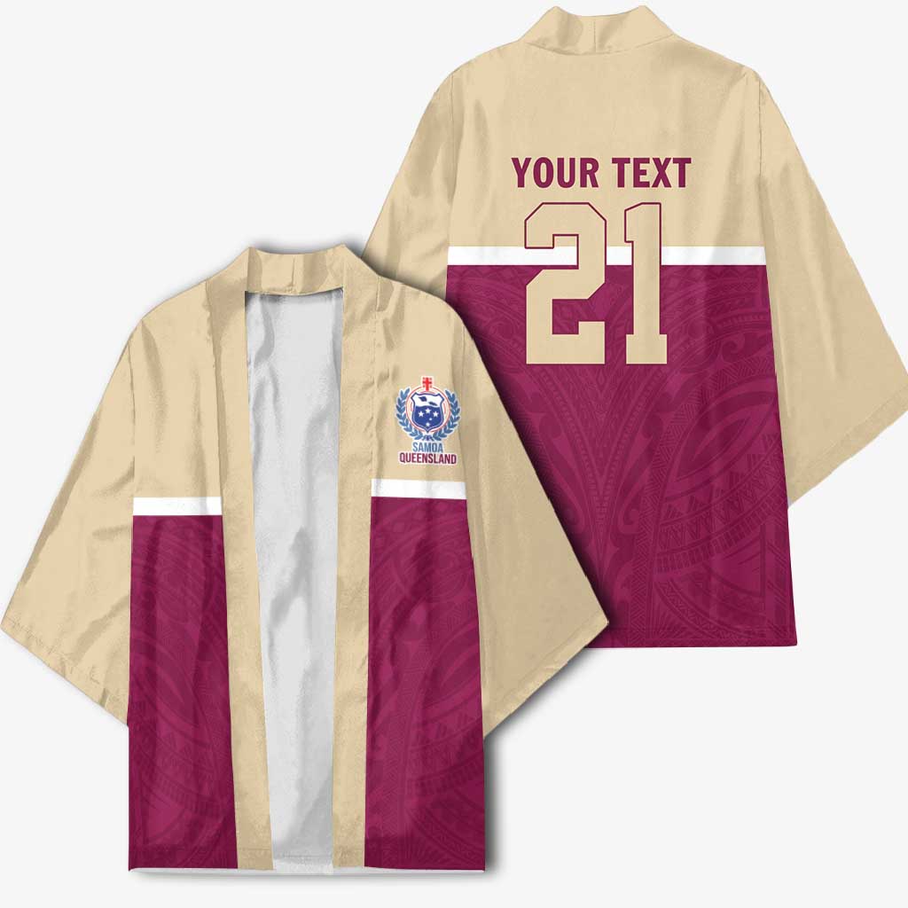 Queensland Samoa Custom Kimono Maroon Pacific Polynesian Tribal Pattern - Polynesian Pride
