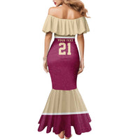 Queensland Samoa Custom Mermaid Dress Maroon Pacific Polynesian Tribal Pattern LT9 - Polynesian Pride