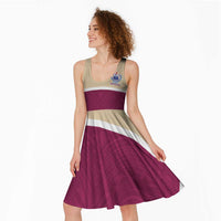 Queensland Samoa Custom Midi Dress Maroon Pacific Polynesian Tribal Pattern - Polynesian Pride