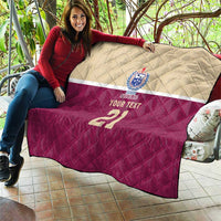 Queensland Samoa Custom Quilt Maroon Pacific Polynesian Tribal Pattern