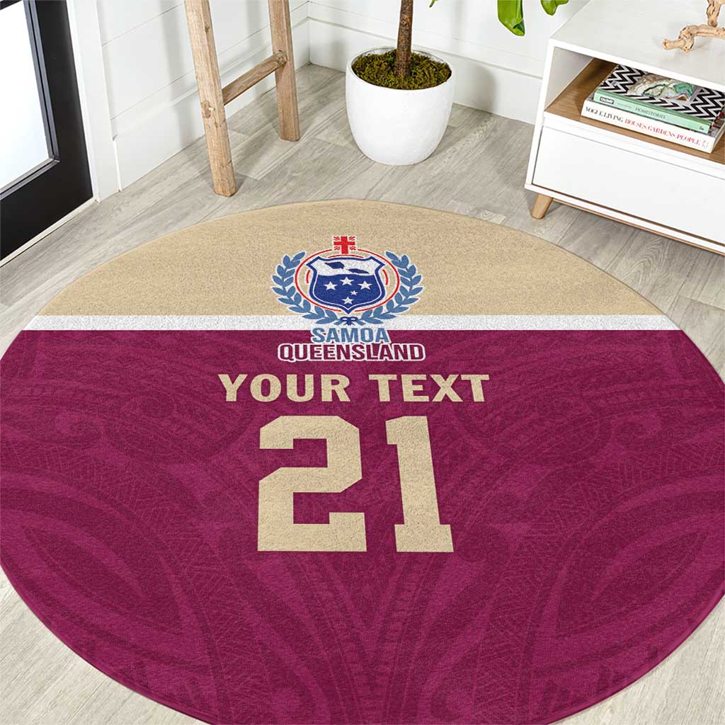Queensland Samoa Custom Round Carpet Maroon Pacific Polynesian Tribal Pattern
