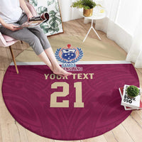 Queensland Samoa Custom Round Carpet Maroon Pacific Polynesian Tribal Pattern
