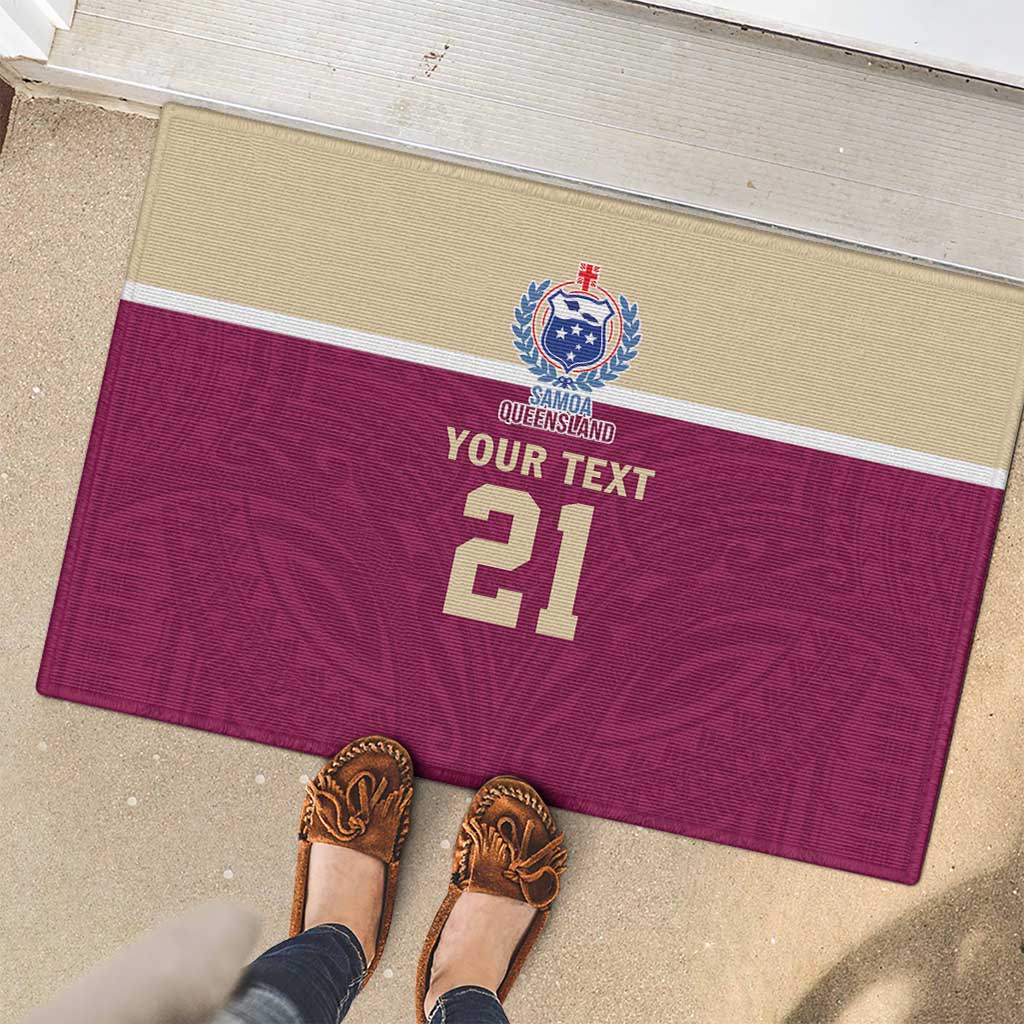 Queensland Samoa Custom Rubber Doormat Maroon Pacific Polynesian Tribal Pattern