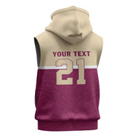 Queensland Samoa Custom Sleeveless Zip Hoodie Maroon Pacific Polynesian Tribal Pattern - Polynesian Pride