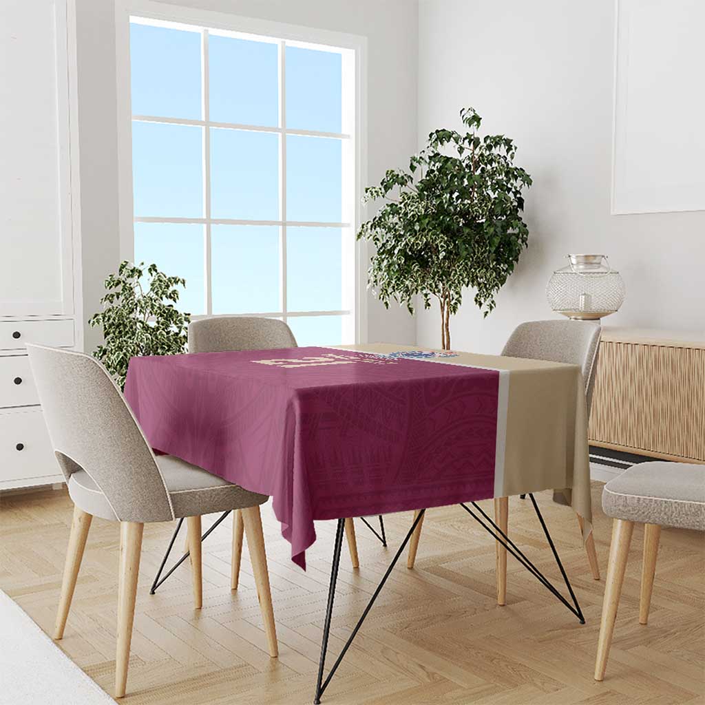 Queensland Samoa Custom Tablecloth Maroon Pacific Polynesian Tribal Pattern