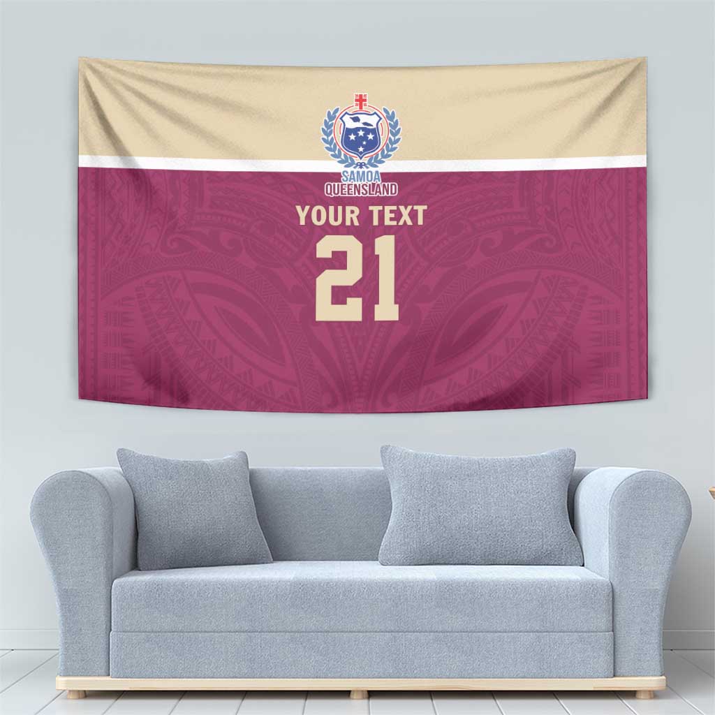 Queensland Samoa Custom Tapestry Maroon Pacific Polynesian Tribal Pattern