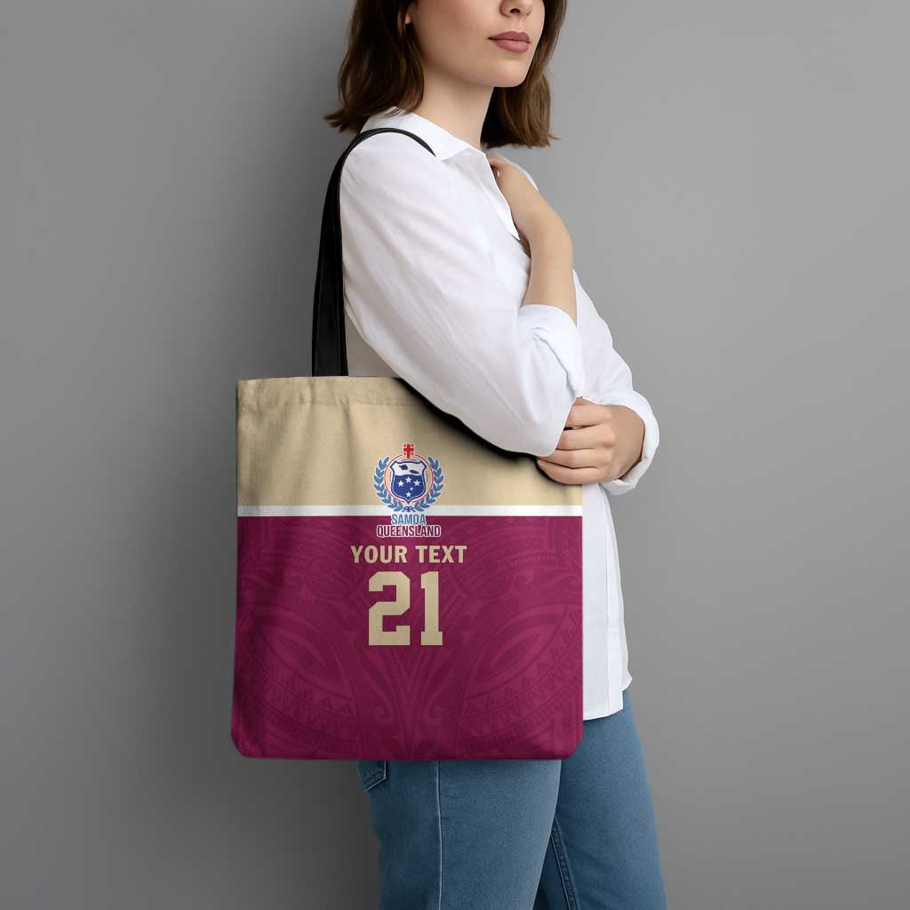 Queensland Samoa Custom Tote Bag Maroon Pacific Polynesian Tribal Pattern - Polynesian Pride