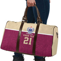 Queensland Samoa Custom Travel Bag Maroon Pacific Polynesian Tribal Pattern - Polynesian Pride
