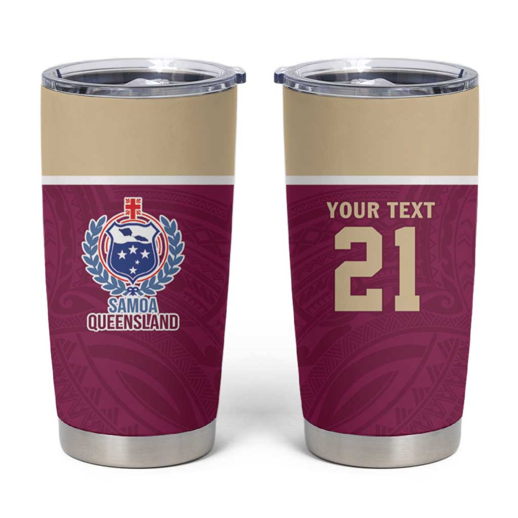 Queensland Samoa Custom Tumbler Cup Maroon Pacific Polynesian Tribal Pattern