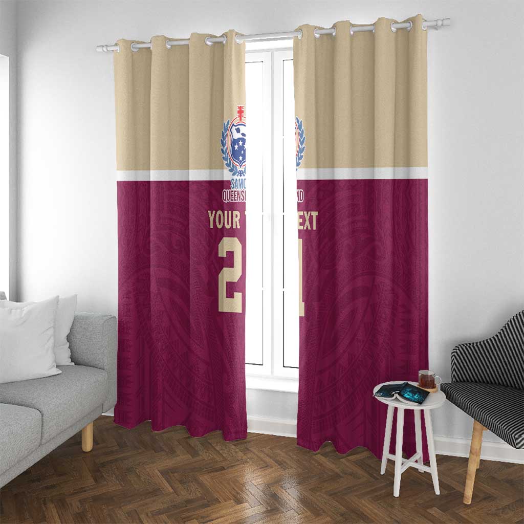 Queensland Samoa Custom Window Curtain Maroon Pacific Polynesian Tribal Pattern