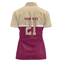 Queensland Samoa Custom Women Polo Shirt Maroon Pacific Polynesian Tribal Pattern