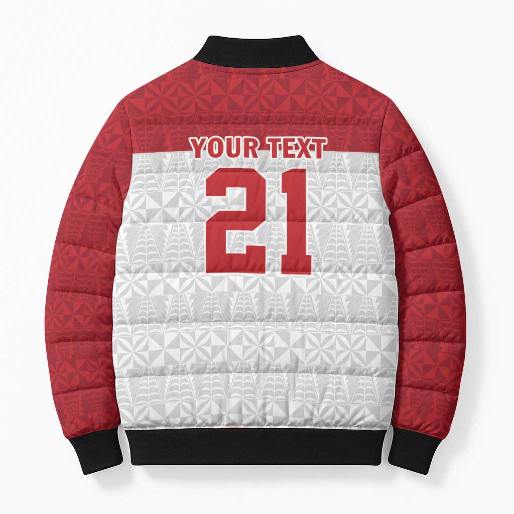 Queensland Tonga Custom Bomber Puffer Jacket QLD with Tongan Ngatu Pattern - Polynesian Pride
