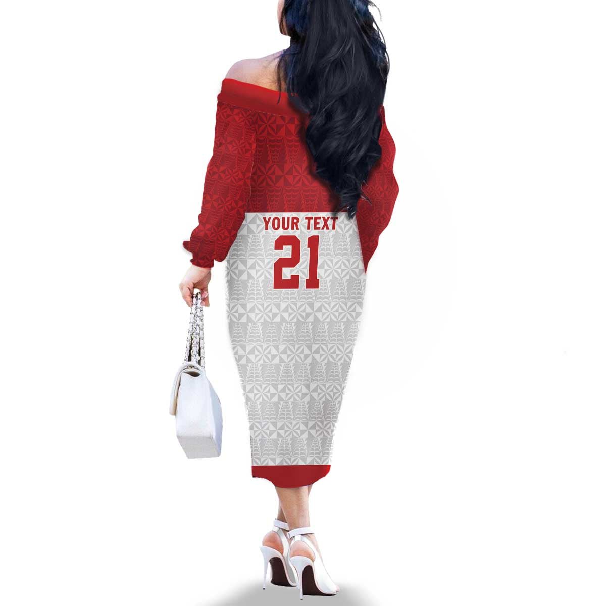 Queensland Tonga Custom Family Matching Off The Shoulder Long Sleeve Dress and Hawaiian Shirt QLD with Tongan Ngatu Pattern