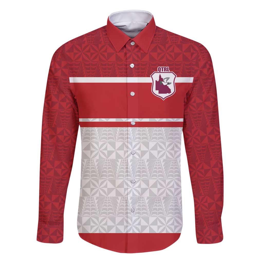 Queensland Tonga Custom Family Matching Off Shoulder Short Dress and Hawaiian Shirt QLD with Tongan Ngatu Pattern