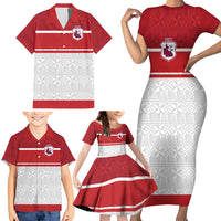 Queensland Tonga Custom Family Matching Short Sleeve Bodycon Dress and Hawaiian Shirt QLD with Tongan Ngatu Pattern LT9 - Polynesian Pride