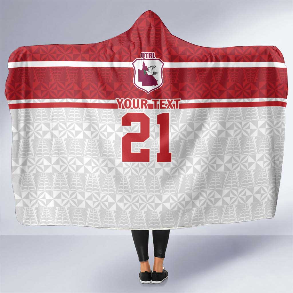 Queensland Tonga Custom Hooded Blanket QLD with Tongan Ngatu Pattern