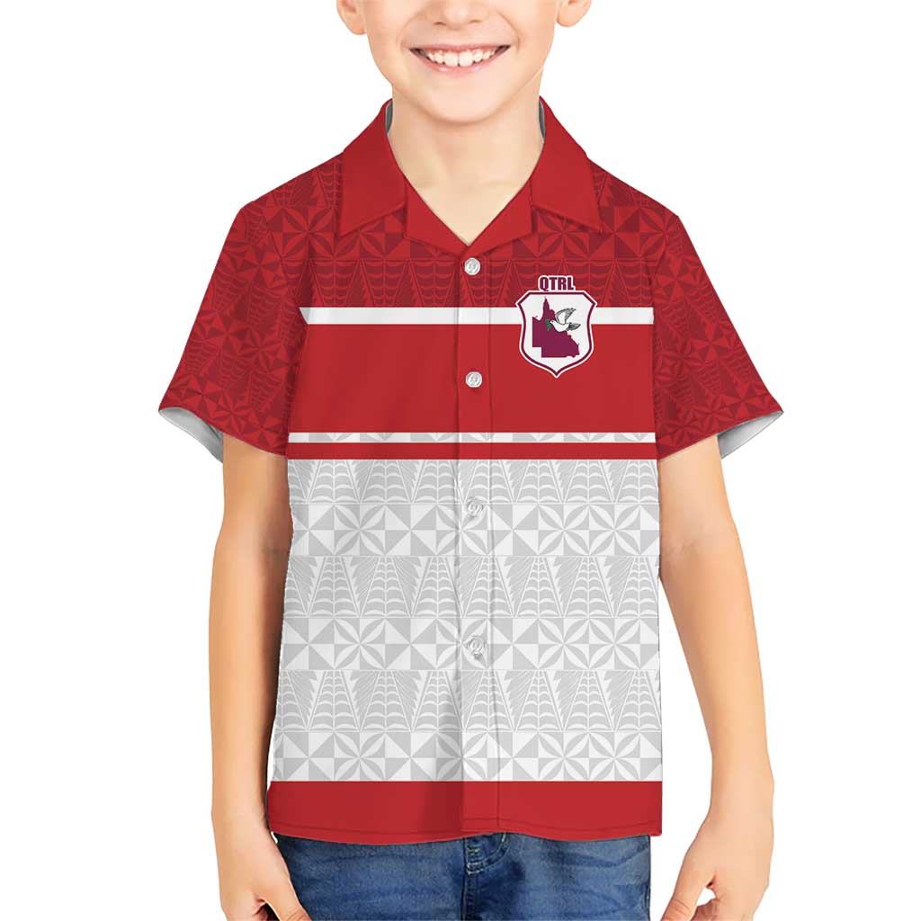 Queensland Tonga Custom Kid Hawaiian Shirt QLD with Tongan Ngatu Pattern