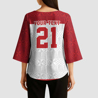 Queensland Tonga Custom Kimono Sleeve Blouse QLD with Tongan Ngatu Pattern - Polynesian Pride