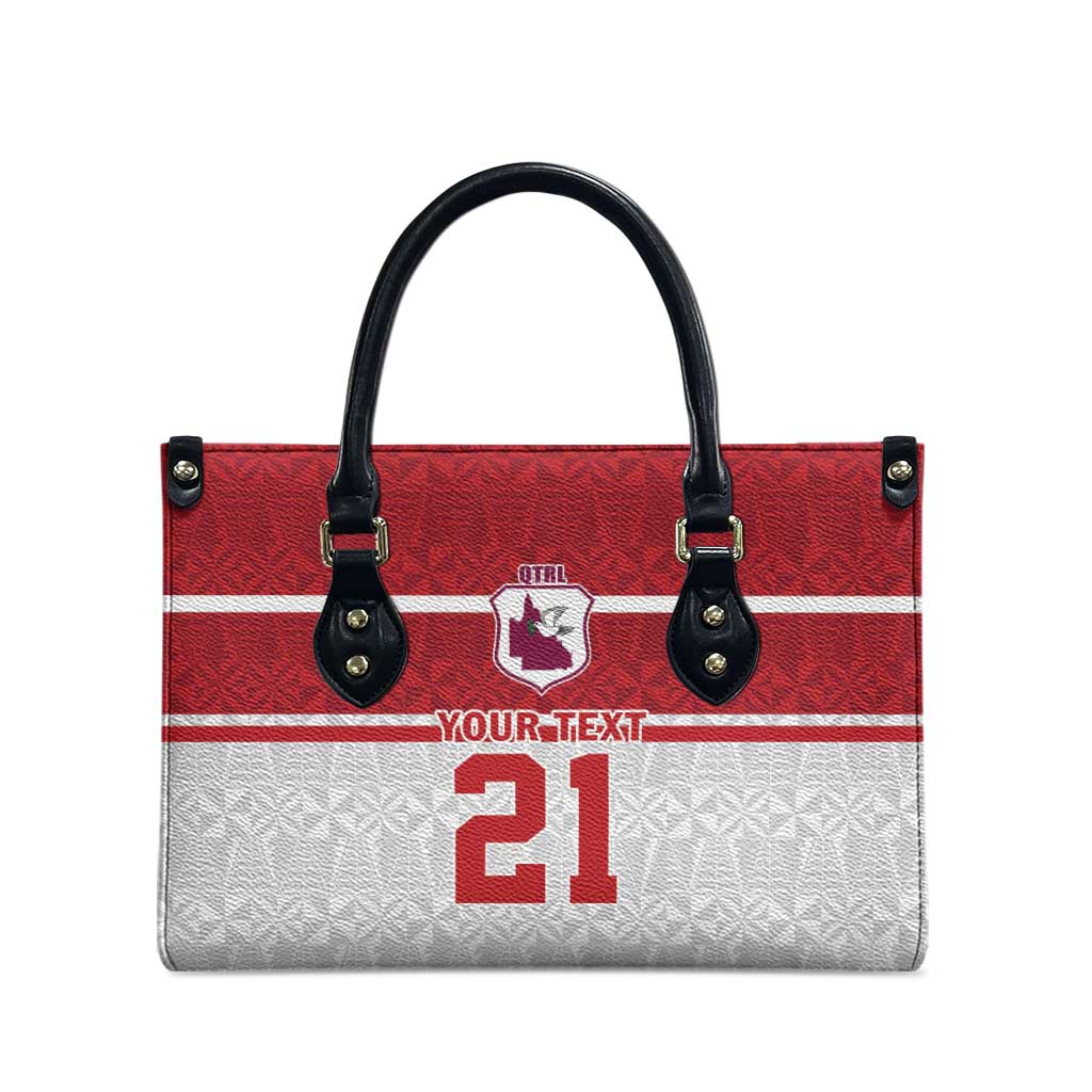 Queensland Tonga Custom Leather Bag QLD with Tongan Ngatu Pattern - Polynesian Pride