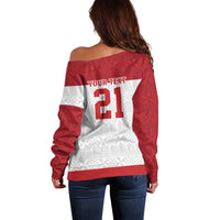 Queensland Tonga Custom Off Shoulder Sweater QLD with Tongan Ngatu Pattern LT9 - Polynesian Pride