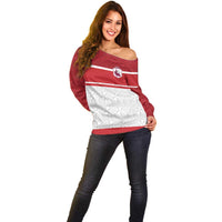 Queensland Tonga Custom Off Shoulder Sweater QLD with Tongan Ngatu Pattern LT9 - Polynesian Pride