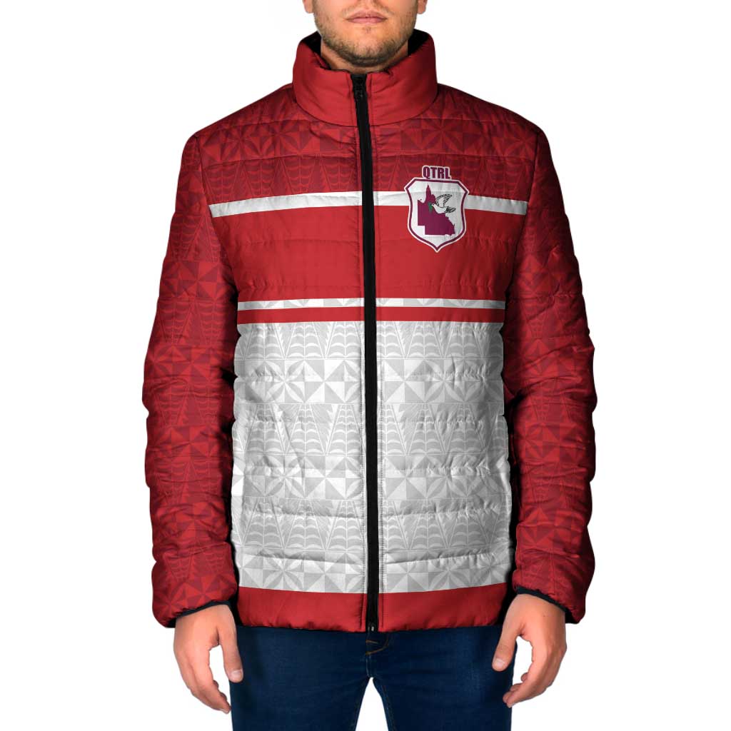 Queensland Tonga Custom Padded Jacket QLD with Tongan Ngatu Pattern - Polynesian Pride