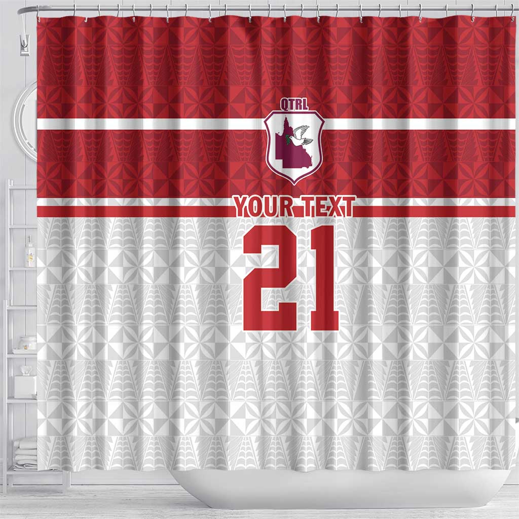 Queensland Tonga Custom Shower Curtain QLD with Tongan Ngatu Pattern