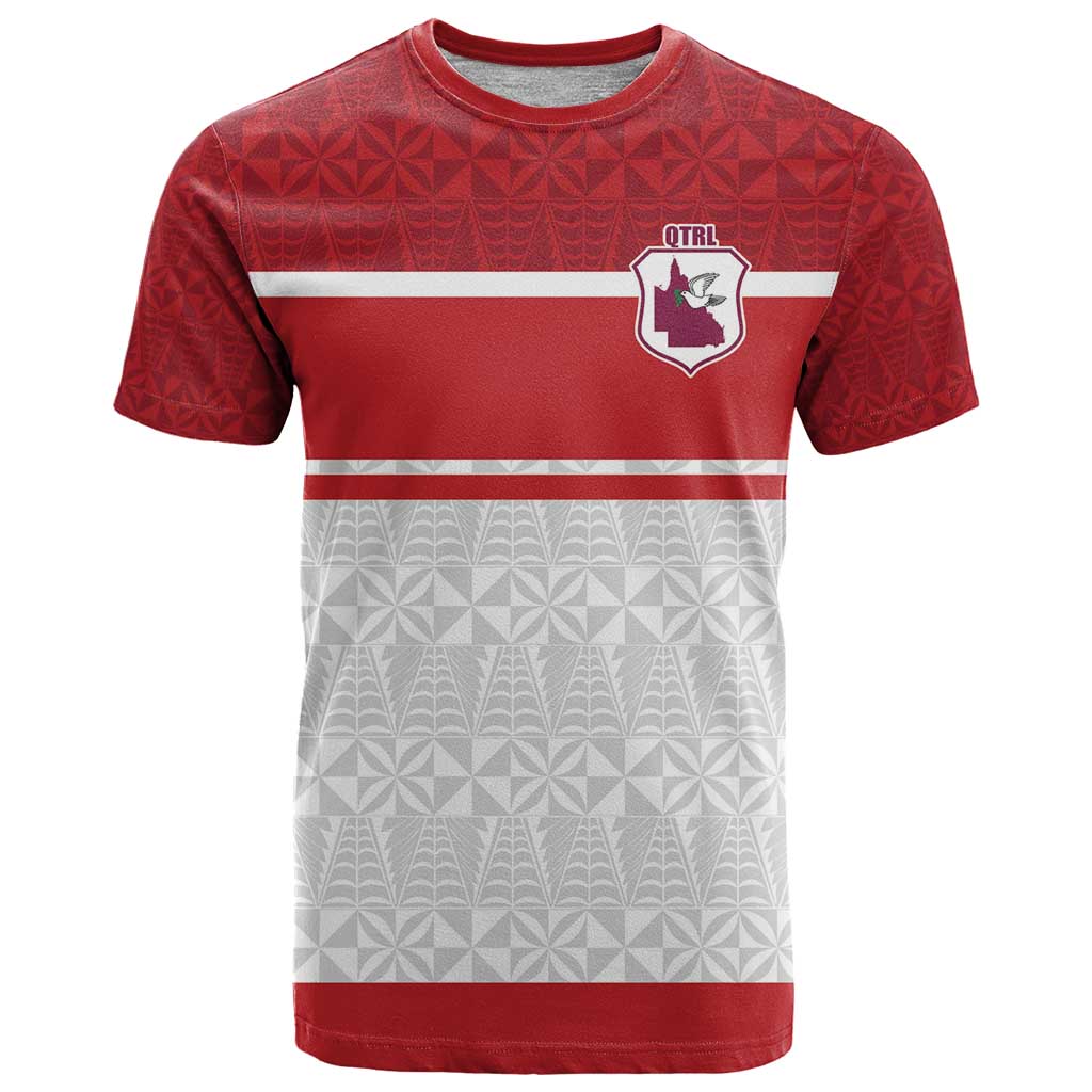 Queensland Tonga Custom T Shirt QLD with Tongan Ngatu Pattern