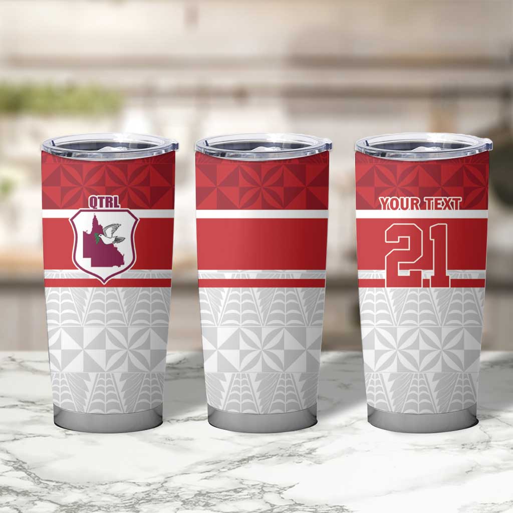 Queensland Tonga Custom Tumbler Cup QLD with Tongan Ngatu Pattern