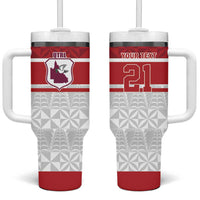 Queensland Tonga Custom Tumbler With Handle QLD with Tongan Ngatu Pattern