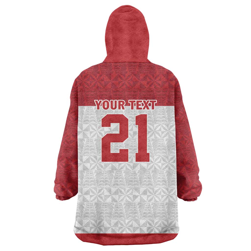 Queensland Tonga Custom Wearable Blanket Hoodie QLD with Tongan Ngatu Pattern
