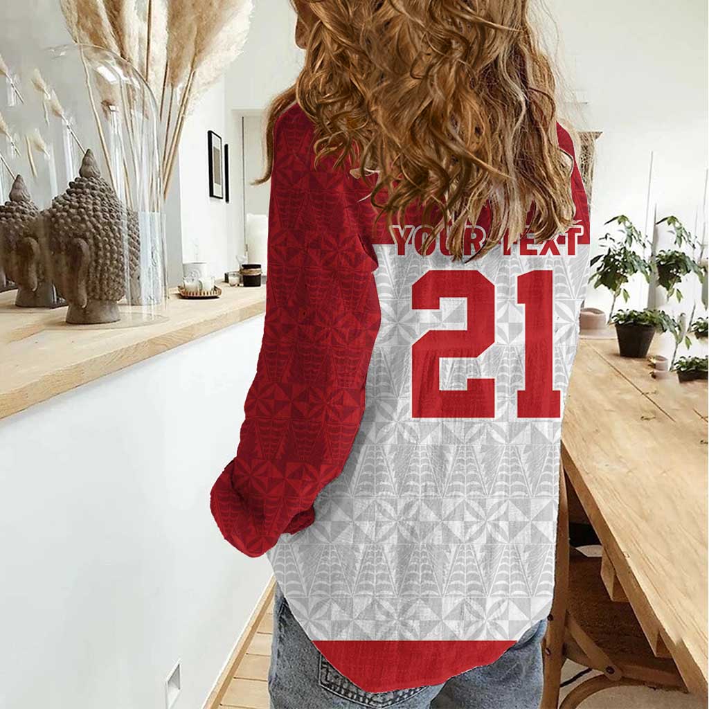 Queensland Tonga Custom Women Casual Shirt QLD with Tongan Ngatu Pattern LT9 - Polynesian Pride