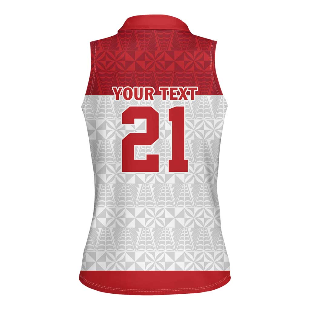 Queensland Tonga Custom Women Sleeveless Polo Shirt QLD with Tongan Ngatu Pattern