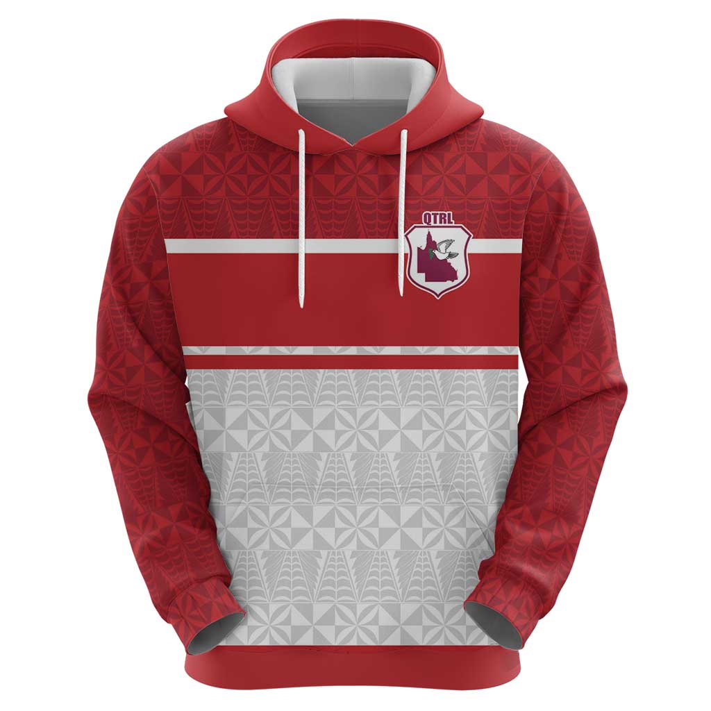 Queensland Tonga Custom Zip Hoodie QLD with Tongan Ngatu Pattern