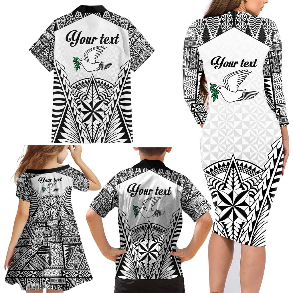Personalised Tonga 676 Family Matching Long Sleeve Bodycon Dress and Hawaiian Shirt Tribal Kupesi Ngatu Unique LT9 - Polynesian Pride