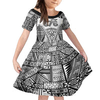 Personalised Tonga 676 Family Matching Summer Maxi Dress and Hawaiian Shirt Tribal Kupesi Ngatu Unique LT9 Daughter's Dress White - Polynesian Pride