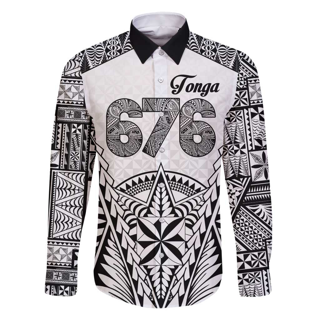 Personalised Tonga 676 Family Matching Summer Maxi Dress and Hawaiian Shirt Tribal Kupesi Ngatu Unique LT9 Dad's Shirt - Long Sleeve White - Polynesian Pride