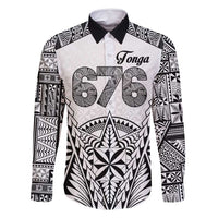 Personalised Tonga 676 Family Matching Summer Maxi Dress and Hawaiian Shirt Tribal Kupesi Ngatu Unique LT9 Dad's Shirt - Long Sleeve White - Polynesian Pride
