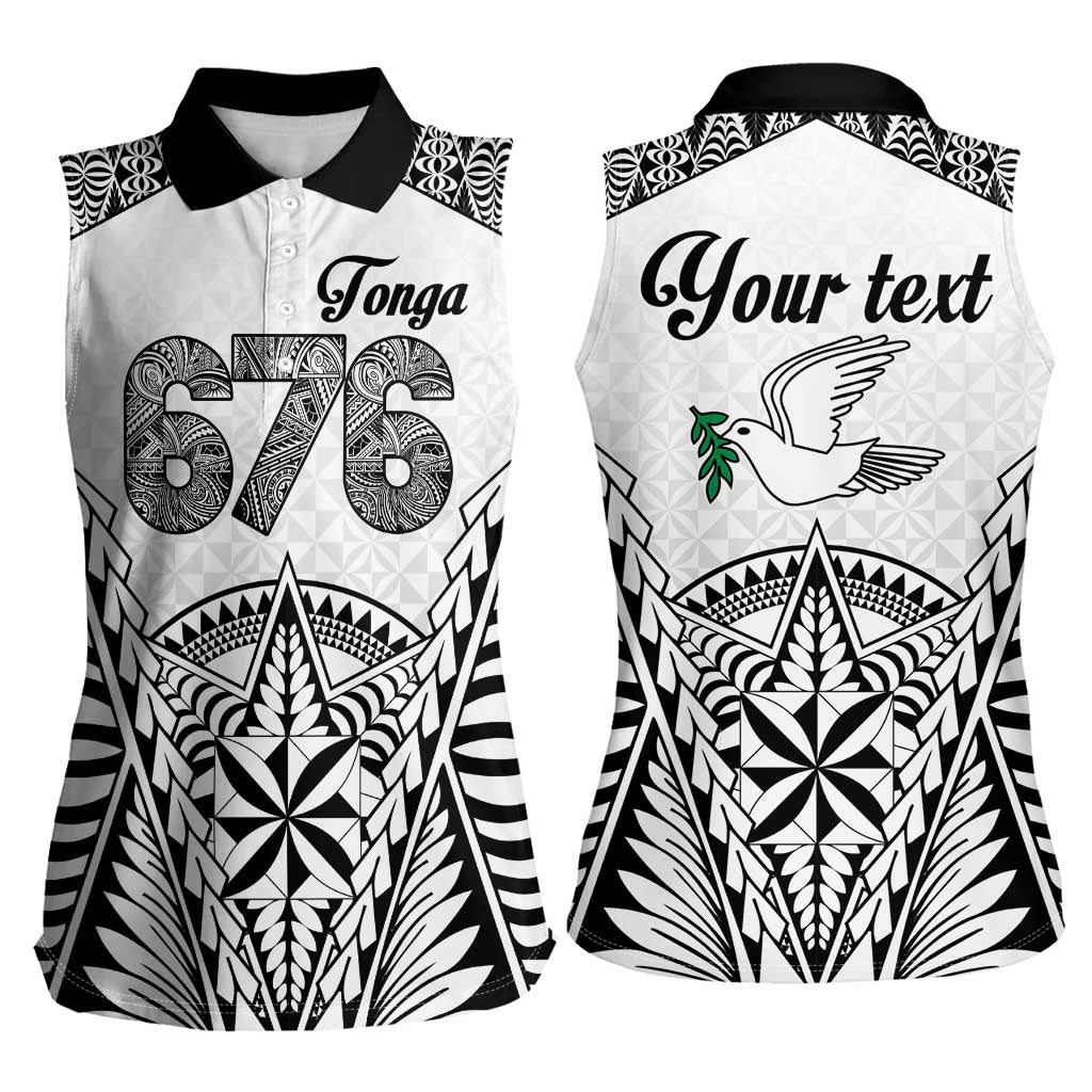 Personalised Tonga 676 Women Sleeveless Polo Shirt Tribal Kupesi Ngatu Unique