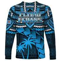 Fiji Rugby Long Sleeve Shirt Go Fijian Tapa Arty with World Cup Vibe LT9 - Polynesian Pride