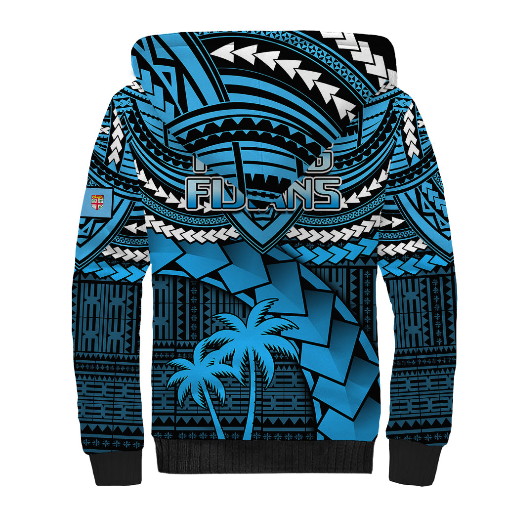 Fiji Rugby Sherpa Hoodie Go Fijian Tapa Arty with World Cup Vibe LT9 - Polynesian Pride