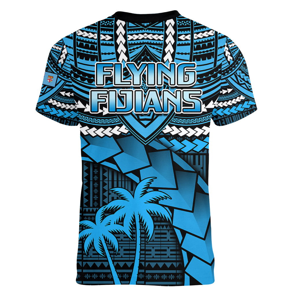 Fiji Rugby Women V Neck T Shirt Go Fijian Tapa Arty with World Cup Vibe LT9 - Polynesian Pride