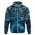 Custom Fiji Rugby Hoodie Go Fijian Tapa Arty with World Cup Vibe LT9 Zip Hoodie Blue - Polynesian Pride