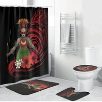 Huli Wigmen Tribe Hela Province Bathroom Set Papua New Guinea Indigenous Pattern LT9 Bathroom Set (4 pcs) Black - Polynesian Pride