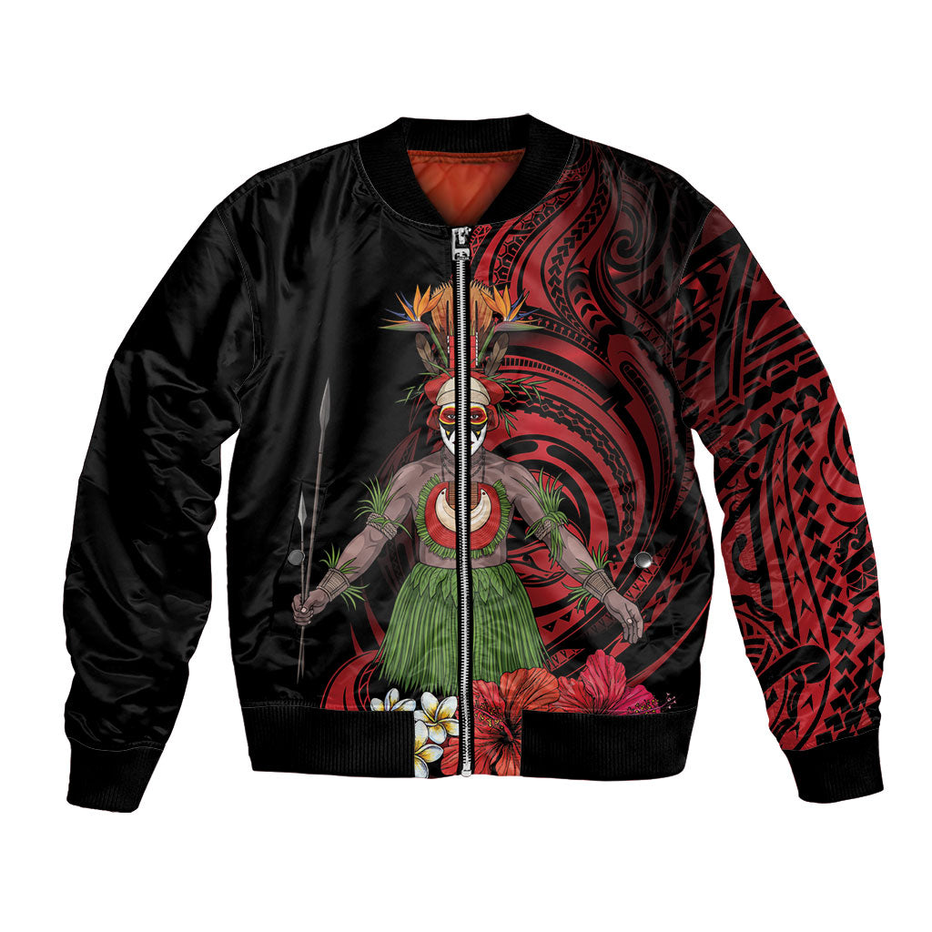 Huli Wigmen Tribe Hela Province Bomber Jacket Papua New Guinea Indigenous Pattern LT9 Unisex Black - Polynesian Pride