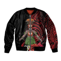 Huli Wigmen Tribe Hela Province Bomber Jacket Papua New Guinea Indigenous Pattern LT9 Unisex Black - Polynesian Pride