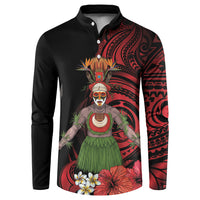 Huli Wigmen Tribe Hela Province Button Sweatshirt Papua New Guinea Indigenous Pattern LT9 Black - Polynesian Pride