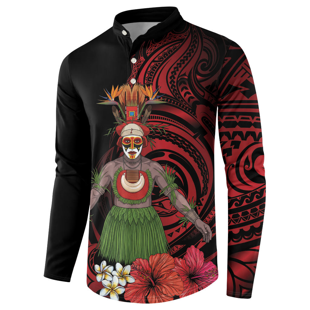 Huli Wigmen Tribe Hela Province Button Sweatshirt Papua New Guinea Indigenous Pattern LT9 - Polynesian Pride