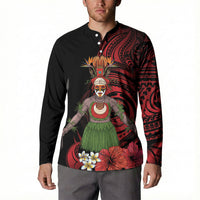 Huli Wigmen Tribe Hela Province Button Sweatshirt Papua New Guinea Indigenous Pattern LT9 - Polynesian Pride